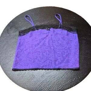 Vintage Kasara Purple Camisole with Black Lace Trim Size 38 Romantic Whimsigoth